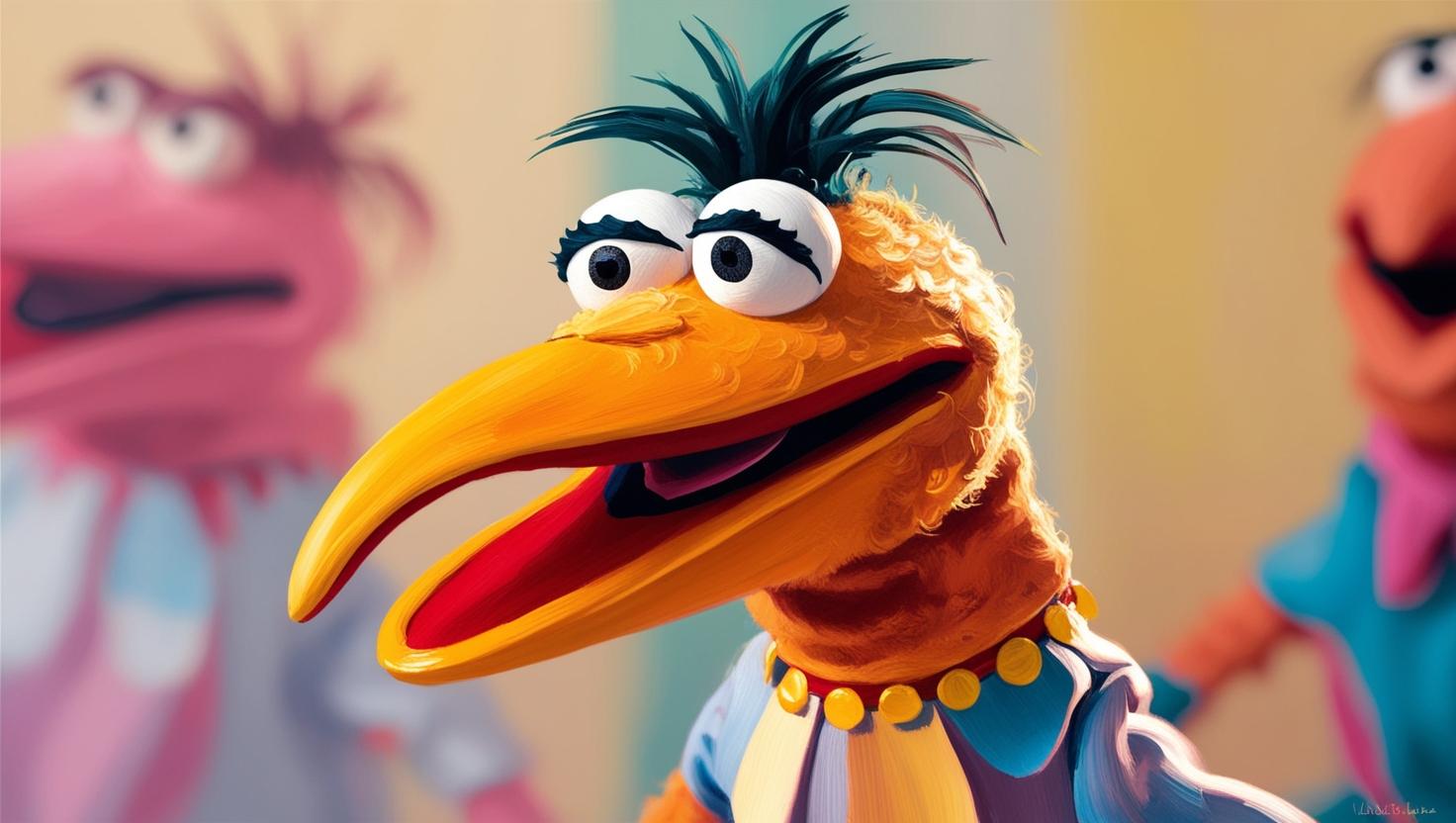 muppet with a long hooked beak